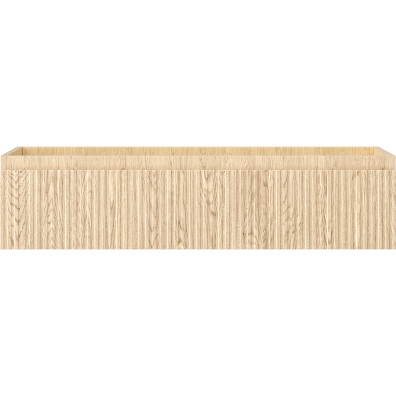 Underskap til servant i eik med riflet front, 100 cm bredde, sett forfra uten håndtak.