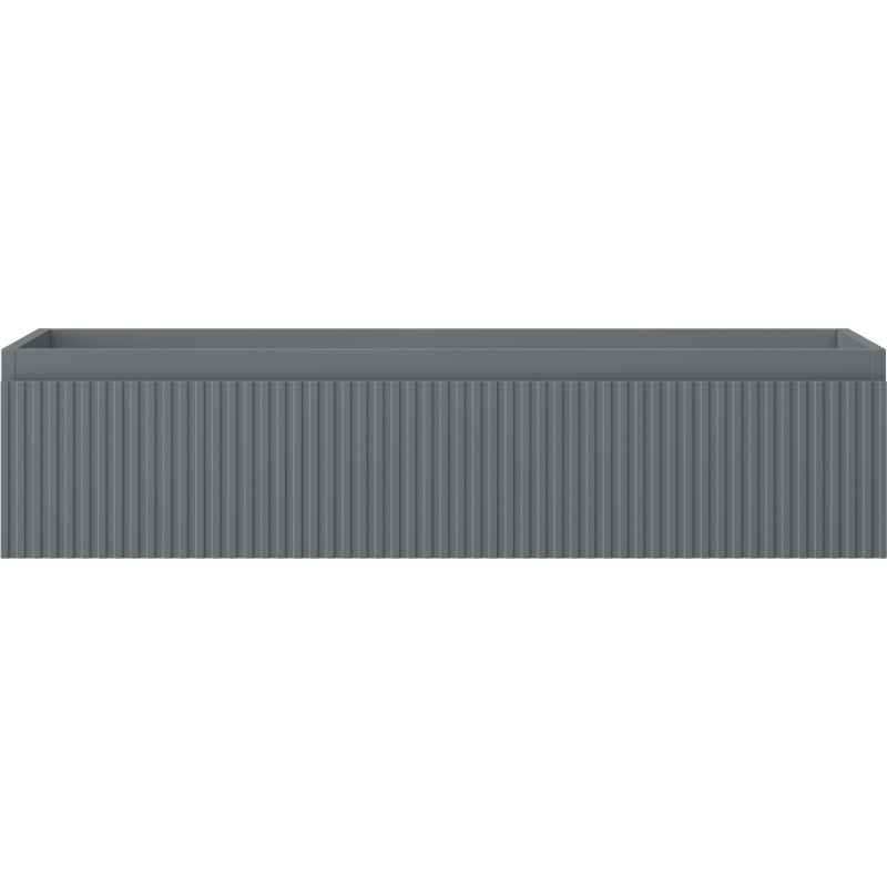 Underskap til servant Mexen Rivel 100 cm i grafitt matt med riflet front og én skuff, sett forfra.