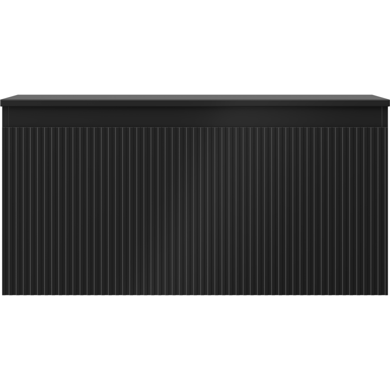 Underskap til servant Mexen Rivel 100 cm i svart matt med vertikale striper og glatt toppfelt.