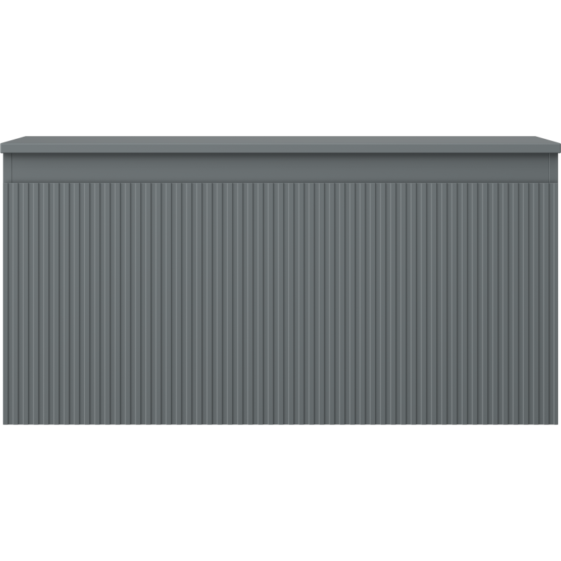 Underskap til servant i grafitt matt med riflet front, sett rett forfra uten synlige håndtak.