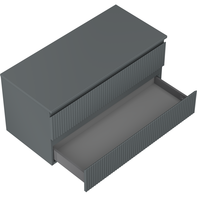 Servantskap til bad Mexen Rivel 100 cm i grafitt matt med én stor skuff trukket ut og rillede fronter.