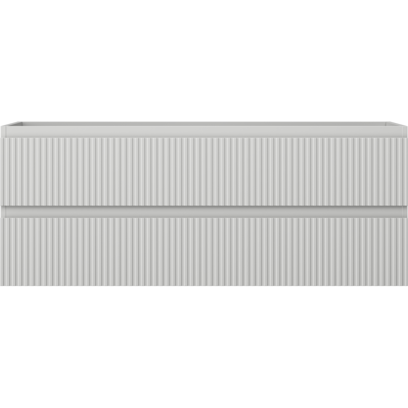 Underskap til servant Mexen Rivel 120 cm i lys grå matt med vertikale riller, sett forfra.