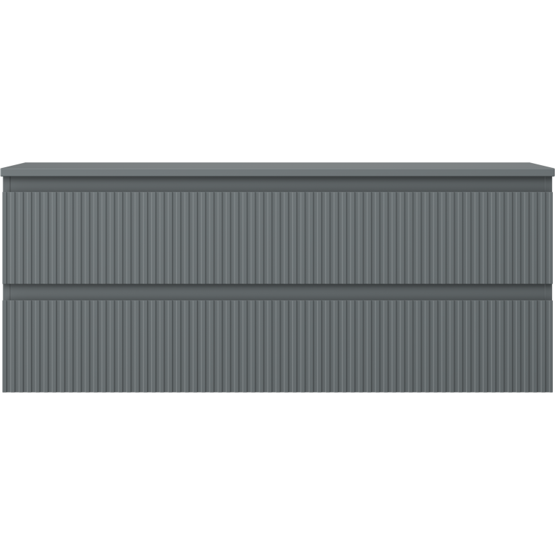 Underskap til servant Mexen Rivel 120 cm i grafitt matt med riflet front og to skuffer.