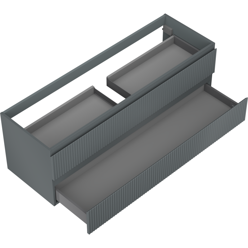 Servantskap til bad Mexen Rivel 140 cm i grafitt matt med to skuffer, rillede fronter og moderne design.