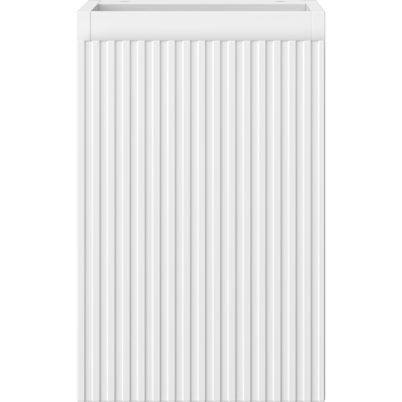 Underskap til servant i hvit matt finish med riflet front og én dør, modell Mexen Rivel.