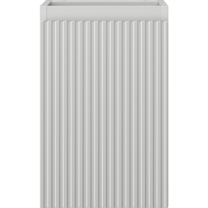 Underskap til servant i lys grå matt finish med riflet front, sett rett forfra.