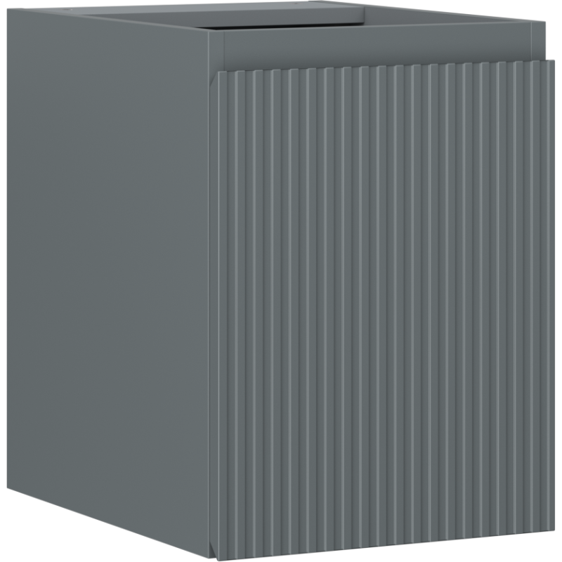 Servantskap 35 cm grafitt matt med riflet front, vist fra skrå vinkel.