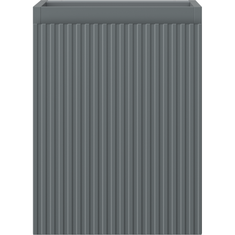 Underskap til servant i grafitt matt med riflet front og én dør, sett rett forfra.