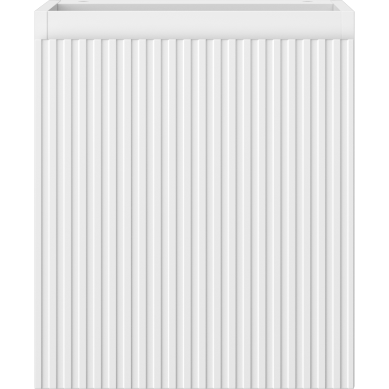 Underskap til servant 40 cm i hvit matt med vertikale riller, sett rett forfra.