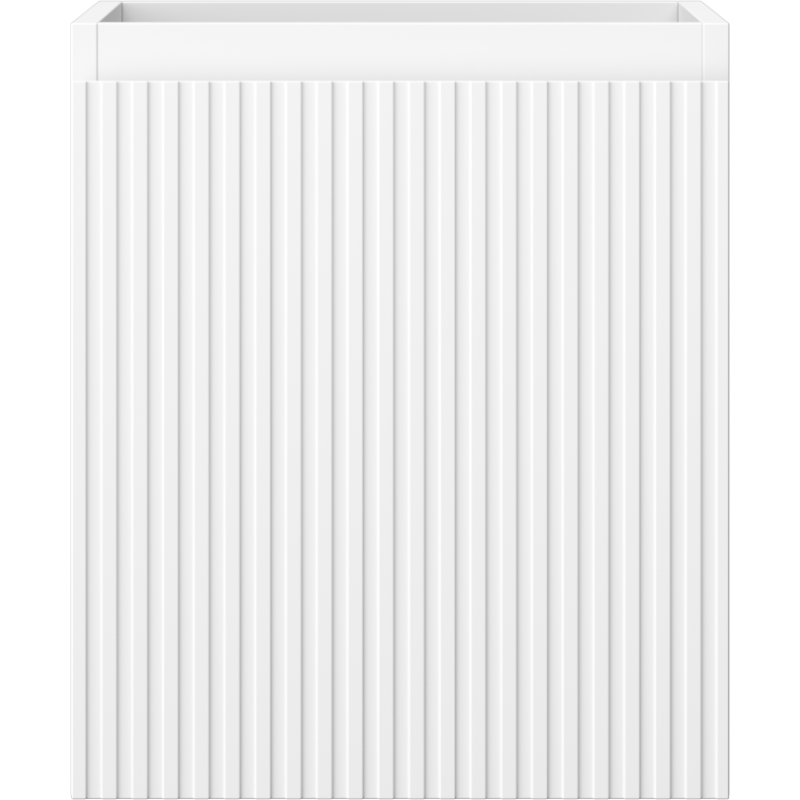 Underskap til servant 40 cm i hvit matt med riflet front og én skuff, sett forfra.