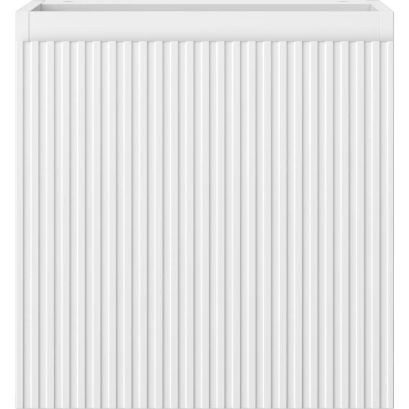 Underskap til servant i hvit matt med riflet front, sett forfra, modell Mexen Rivel 45 cm.