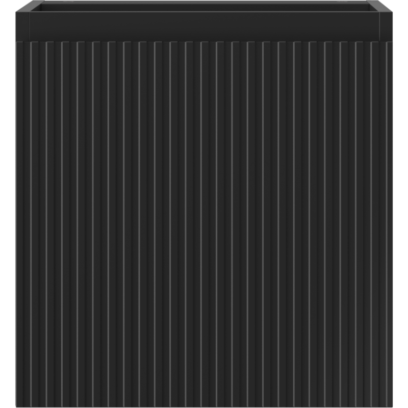 Underskap til servant i svart matt med loddrett riflet front, sett rett forfra.