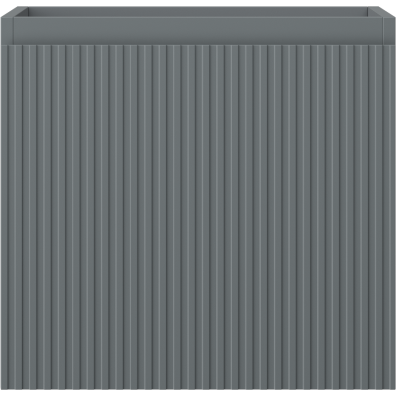 Underskap til servant i grafitt matt med riflet front, vist fra siden med synlige hjørner og overkant.