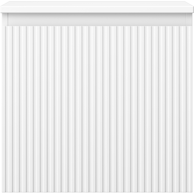 Underskap til servant i hvit matt med vertikalt riflet front, sett forfra, modell Mexen Rivel 50 cm.