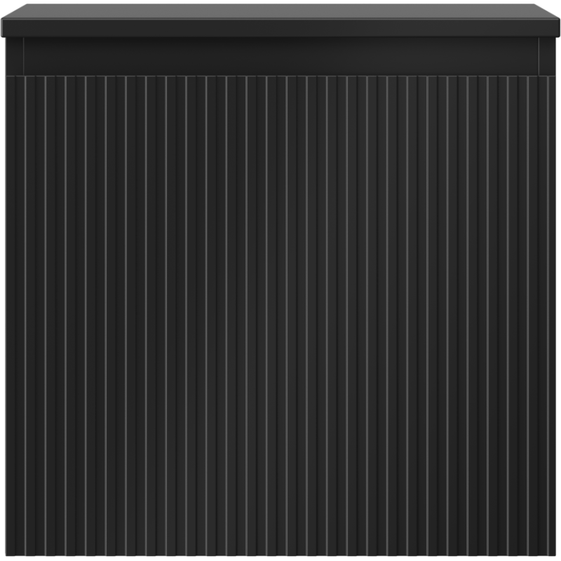 Underskap til servant 50 cm i svart matt med riflet front og vertikale striper, sett rett forfra.