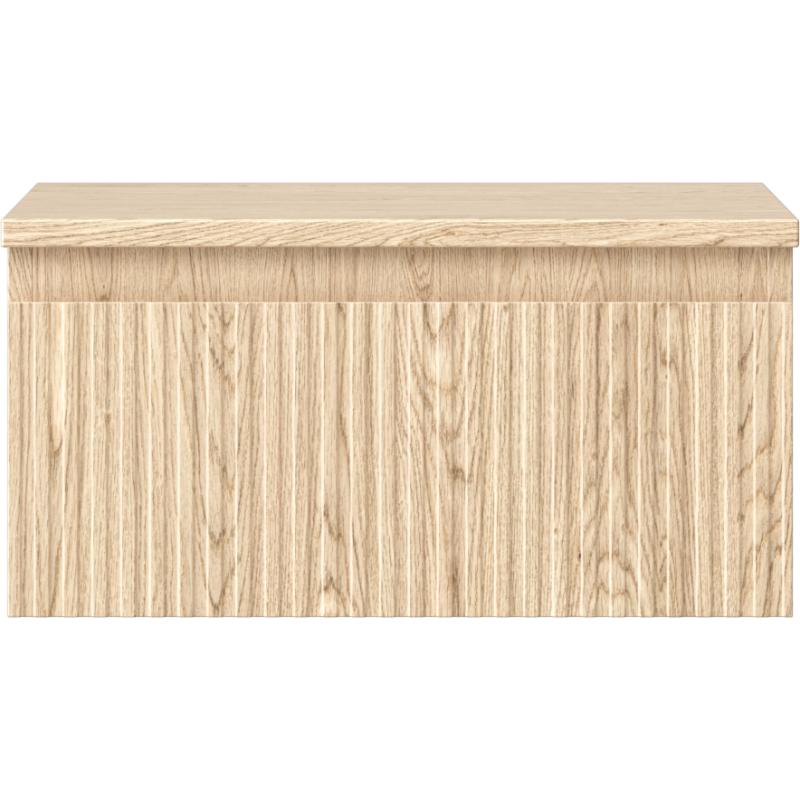 Underskap til servant i lys eik med synlig trestruktur, sett forfra, glatt front uten håndtak.