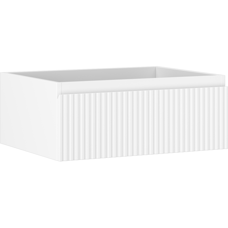 Servantskap 60 cm hvit matt med riflet front sett fra skrå vinkel.