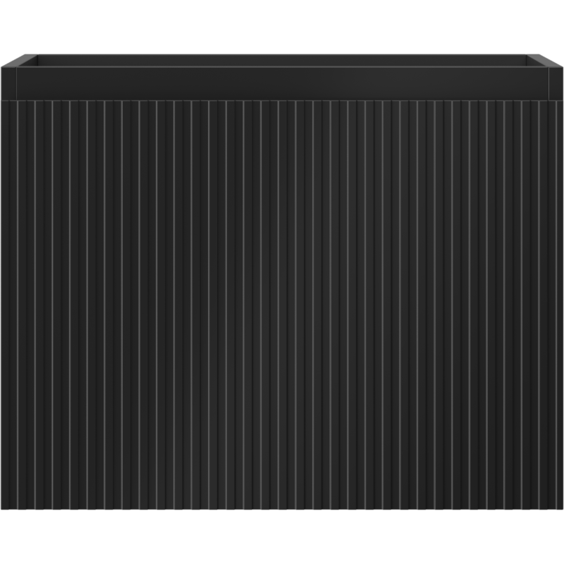 Underskap til servant Mexen Rivel 60 cm i svart matt metall med vertikale riller, sett forfra.