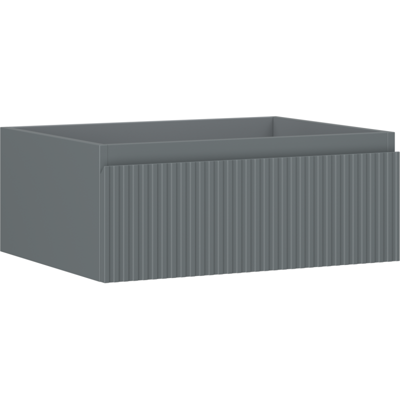 Servantskap 60 cm grafitt matt med én riflet skuff sett skrått forfra.