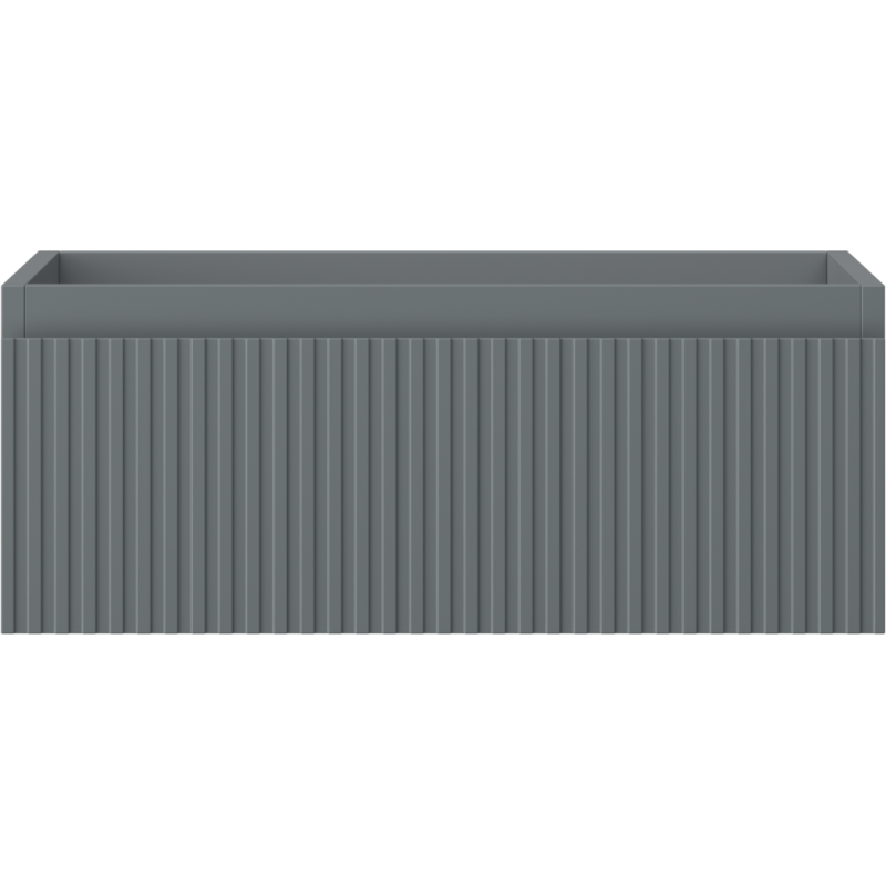 Underskap til servant 60 cm i grafitt matt med riflet front, vist rett forfra.