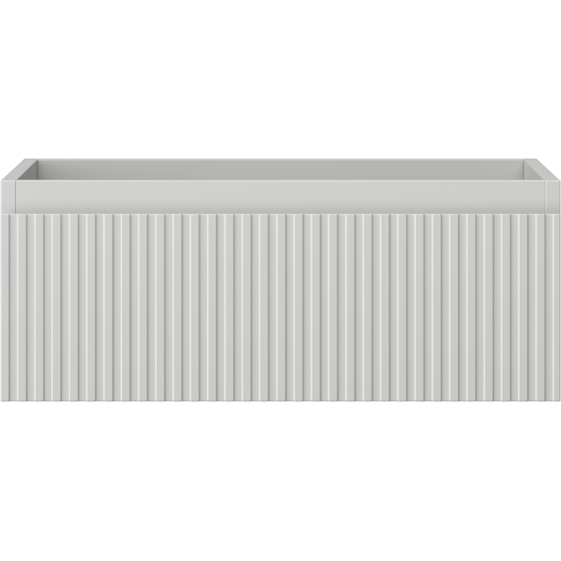 Underskap til servant Mexen Rivel 60 cm i grå matt med vertikale riller og én skuff.