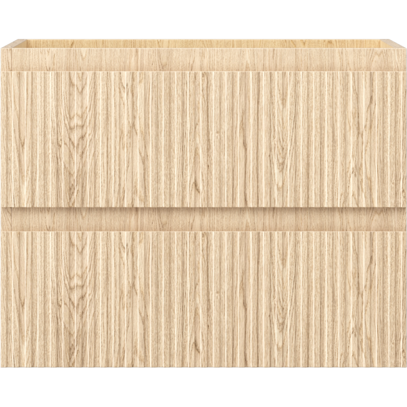 Underskap til servant Mexen Rivel 60 cm i eik med riflet front og to skuffer uten håndtak.