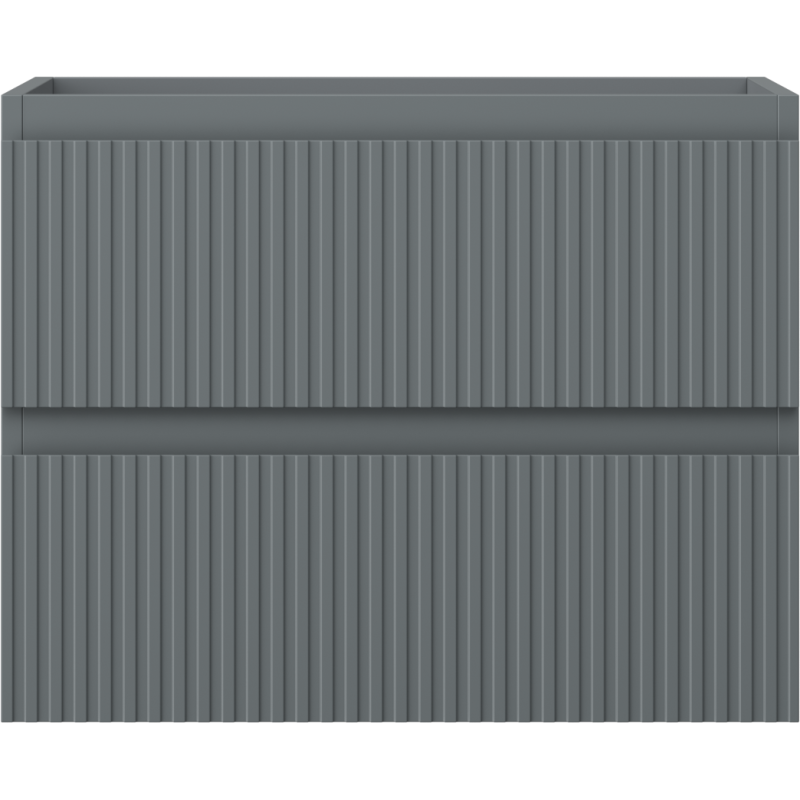 Underskap til servant Mexen Rivel 60 cm i grafitt matt med to skuffer og vertikale riller.