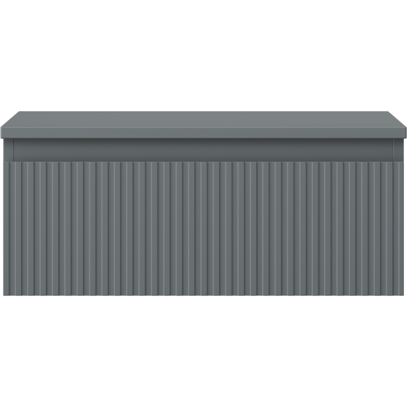 Underskap til servant 60 cm i grafitt matt med én skuff og vertikale riller på fronten.