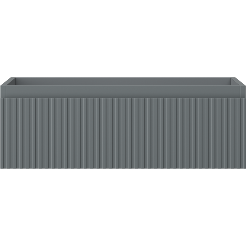 Underskap til servant Mexen Rivel 70 cm i grafitt matt med én skuff og vertikale riller.