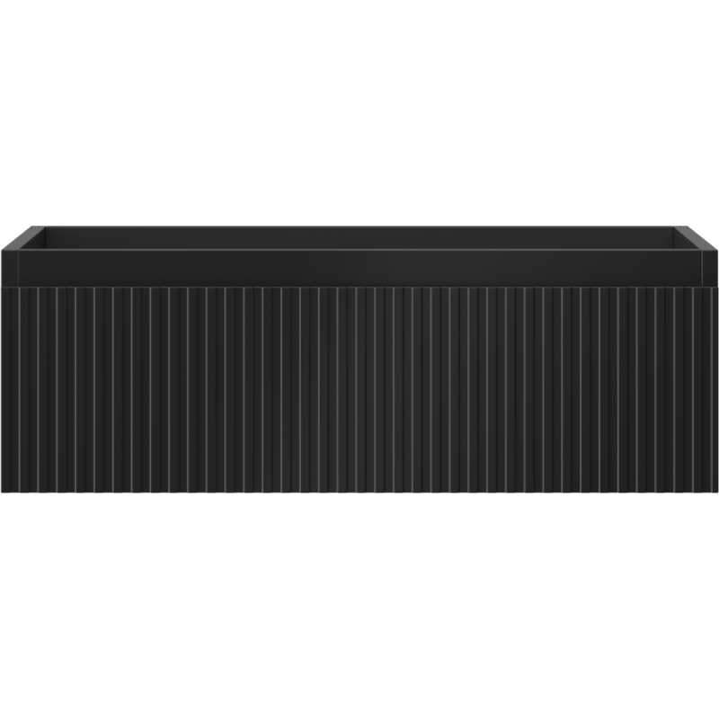 Underskap til servant i grafitt matt med riflet front og én skuff, sett rett forfra.