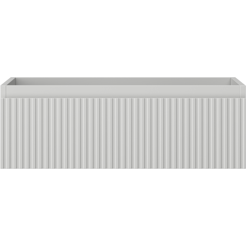 Underskap til servant Mexen Rivel 70 cm i grå matt med en riflet front og én stor skuff.