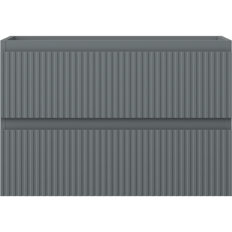 Underskap til servant i grafitt matt med vertikale riller, sett rett forfra.