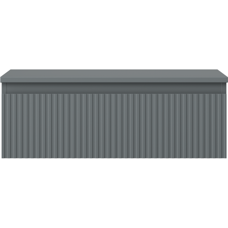 Underskap til servant Mexen Rivel 70 cm i grafitt matt med én skuff og vertikale riller.