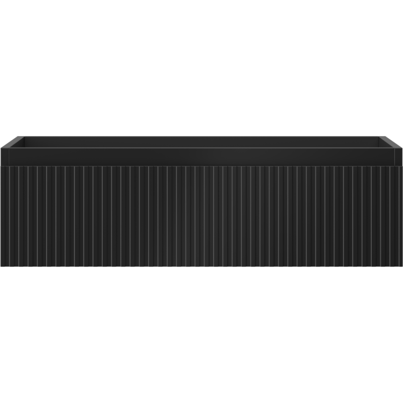 Underskap til servant 80 cm i svart matt metall med riflet front, sett rett forfra.