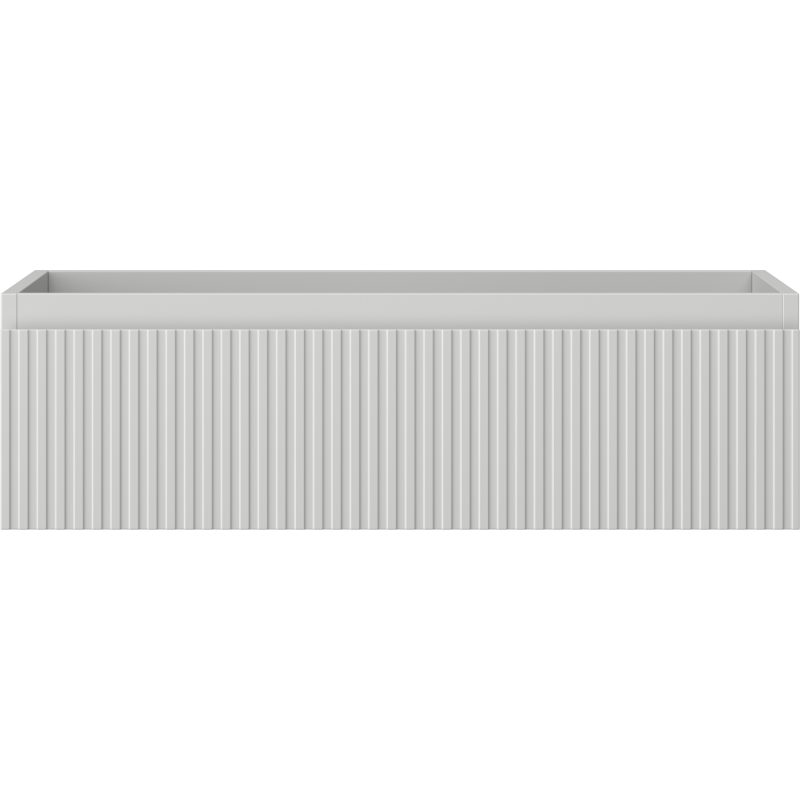 Underskap til servant 80 cm i grå matt med riflet front, vist rett forfra med minimalistisk design.