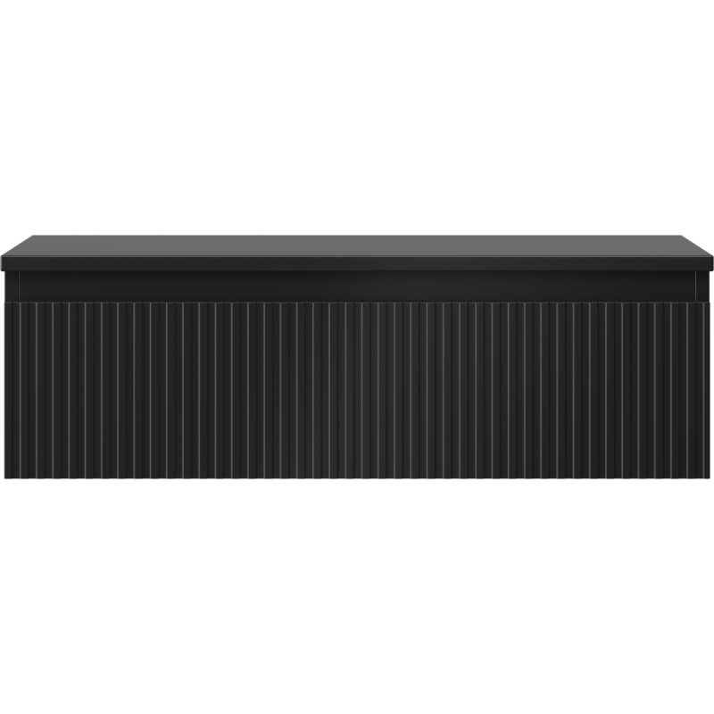 Underskap til servant Mexen Rivel 80 cm i svart matt med loddrette riller på fronten.