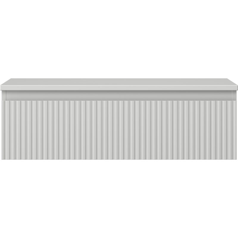 Underskap til servant Mexen Rivel 80 cm i grå matt med én skuff og riflet front, sett forfra.