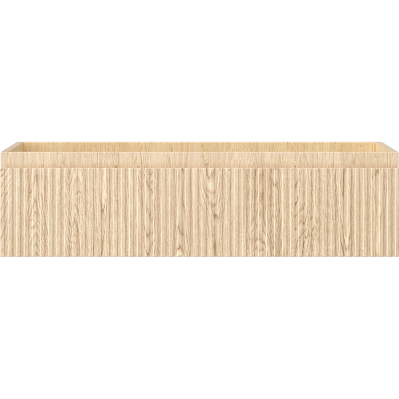 Underskap til servant i lyst eiketre med én skuff og riflet front, sett rett forfra.