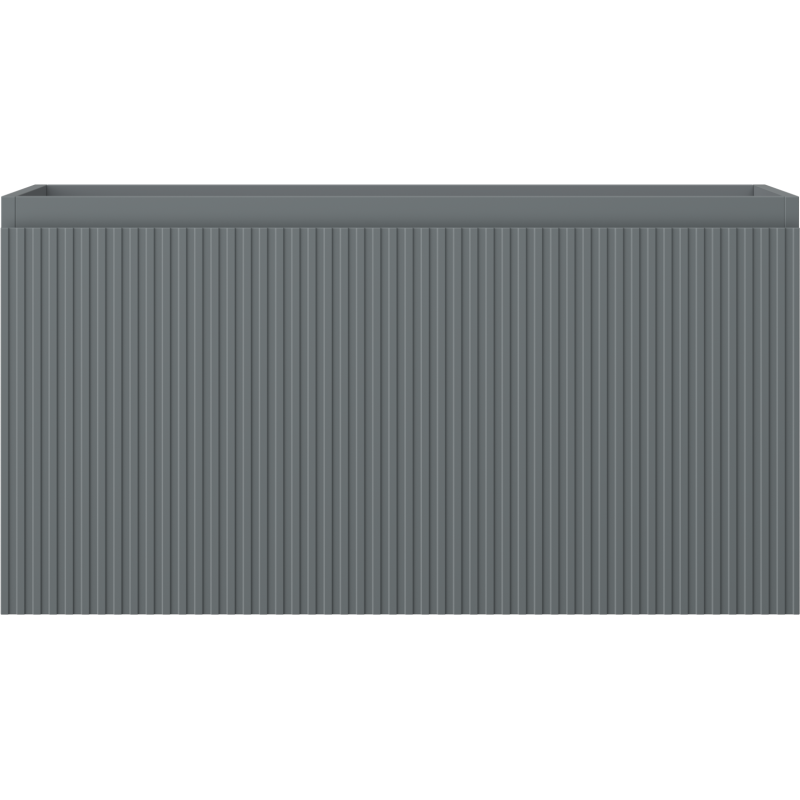 Underskap til servant Mexen Rivel 90 cm i grafitt matt med én skuff og vertikale riller.