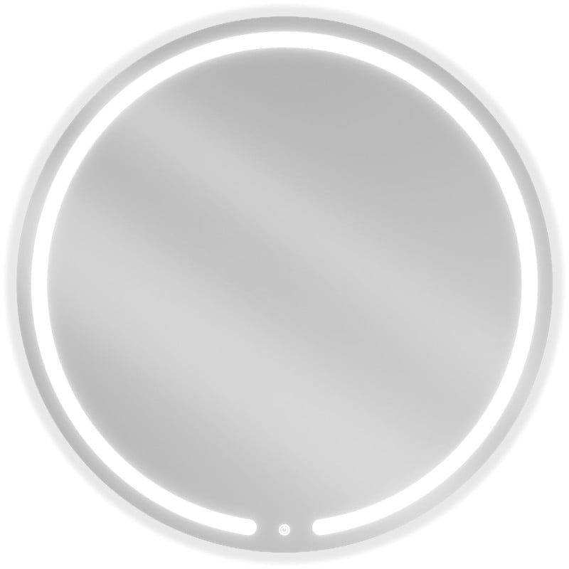 Speil med lys rundt speil 90 cm fra Mexen Rose, LED 6000K, sett forfra med berøringsknapp nederst.