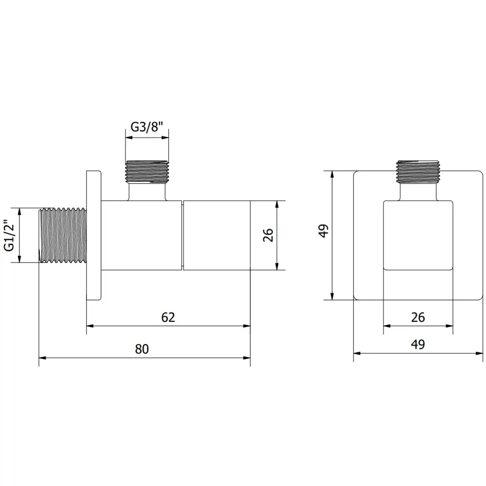 Mexen s Vinkelventil For Batteri 1/2’x3/8’ Gull - 79971 - 2