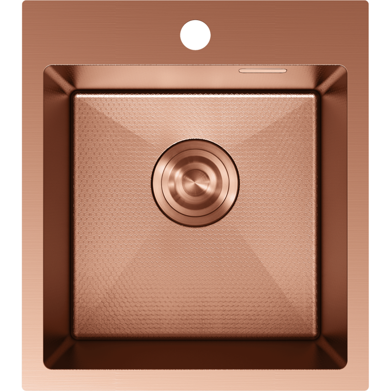 Stålvask Mexen Solix 400 x 450 mm i kobberfarge sett ovenfra med strukturert overflate.