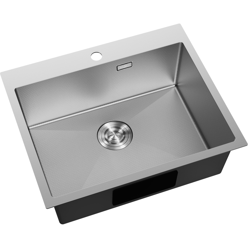 Kjøkkenvask Rustfritt Stål Mexen Solix 600x500 mm med én kum, matt overflate og synlig avløp.