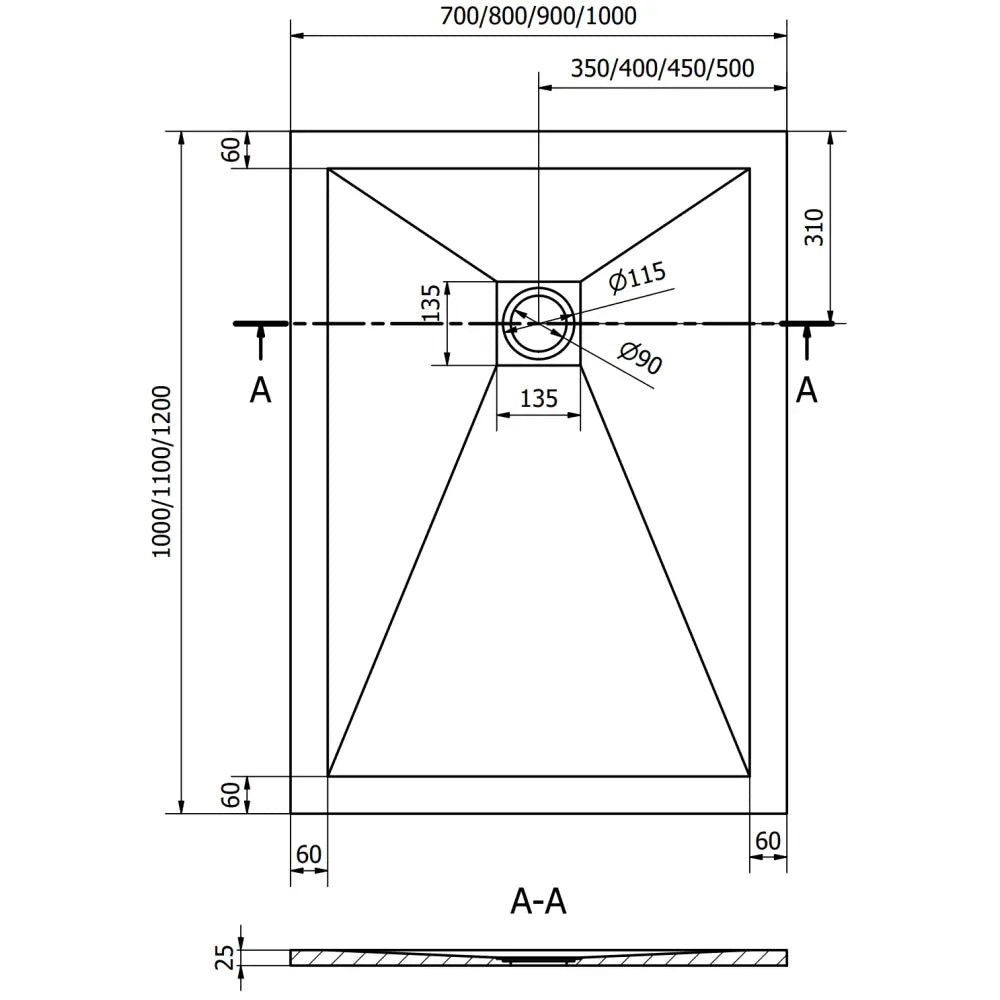 Mexen Stone + Kompositt Dusjbrett Rektangulært 100x80 Cm Svart - 9