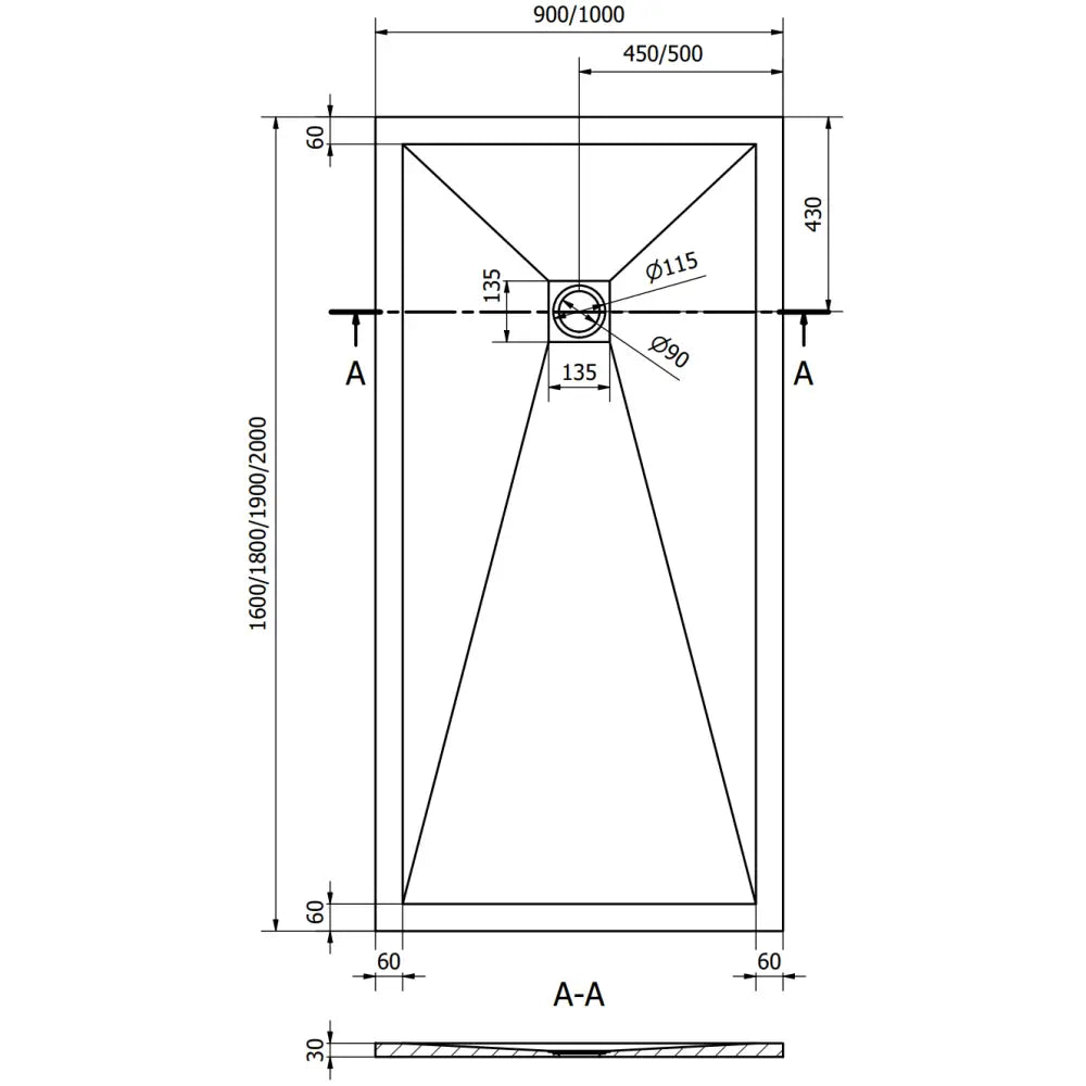 Mexen Stone + Kompositt Dusjbunn Rektangulær 200x90 Cm Svart Med Svart Deksel - 44709020-b - 8