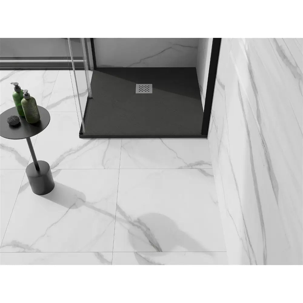 Mexen Stone + Kvadratisk Kompositt Dusjbunn 80x80 Cm Antrasitt