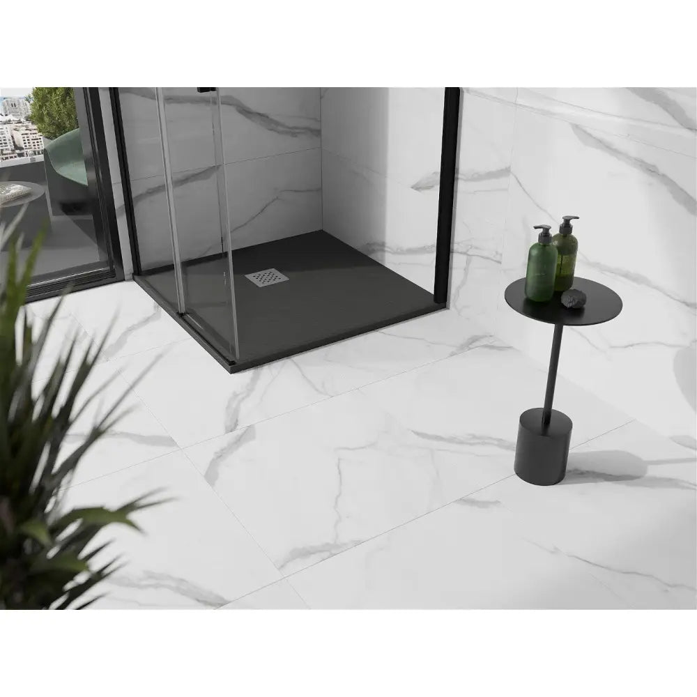 Mexen Stone + Kvadratisk Kompositt Dusjbunn 80x80 Cm Antrasitt