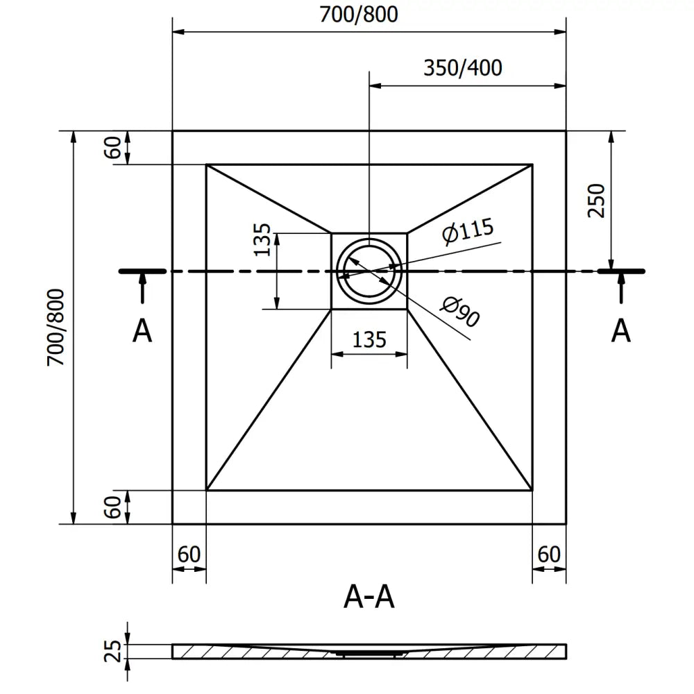 Mexen Stone + Kvadratisk Kompositt Dusjbunn 80x80 Cm Antrasitt