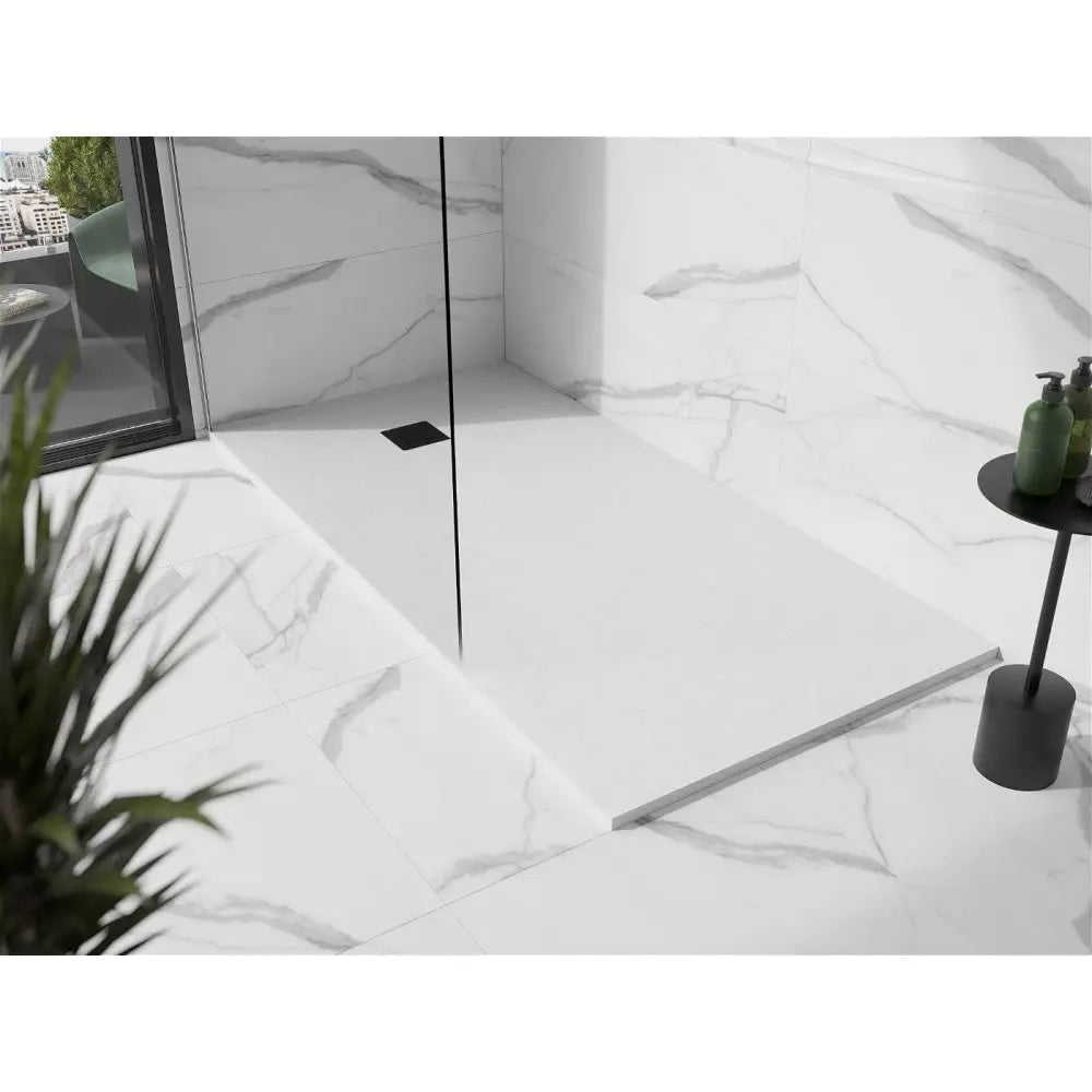 Mexen Stone + Rektangulær Kompositt Dusjbunn 160x100 Cm Hvit med Sort Deksel - 44101016-b