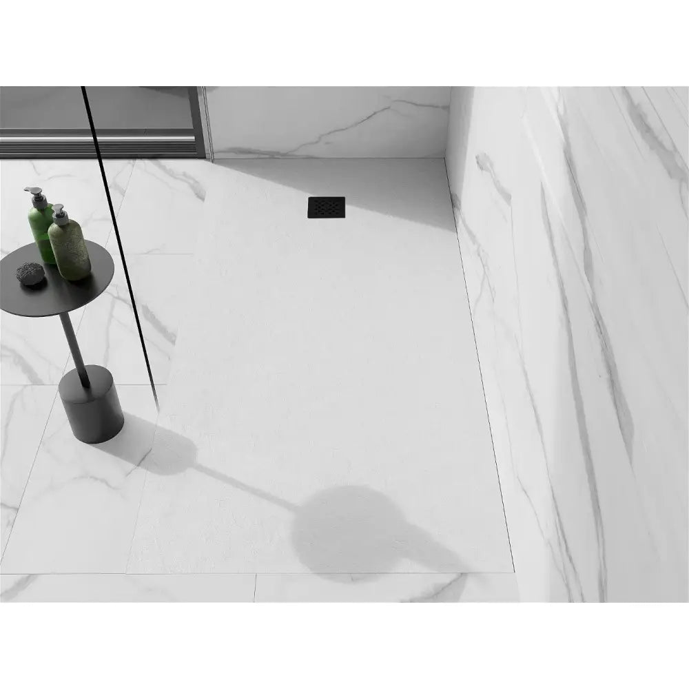 Mexen Stone + Rektangulær Kompositt Dusjbunn 160x100 Cm Hvit med Sort Deksel - 44101016-b